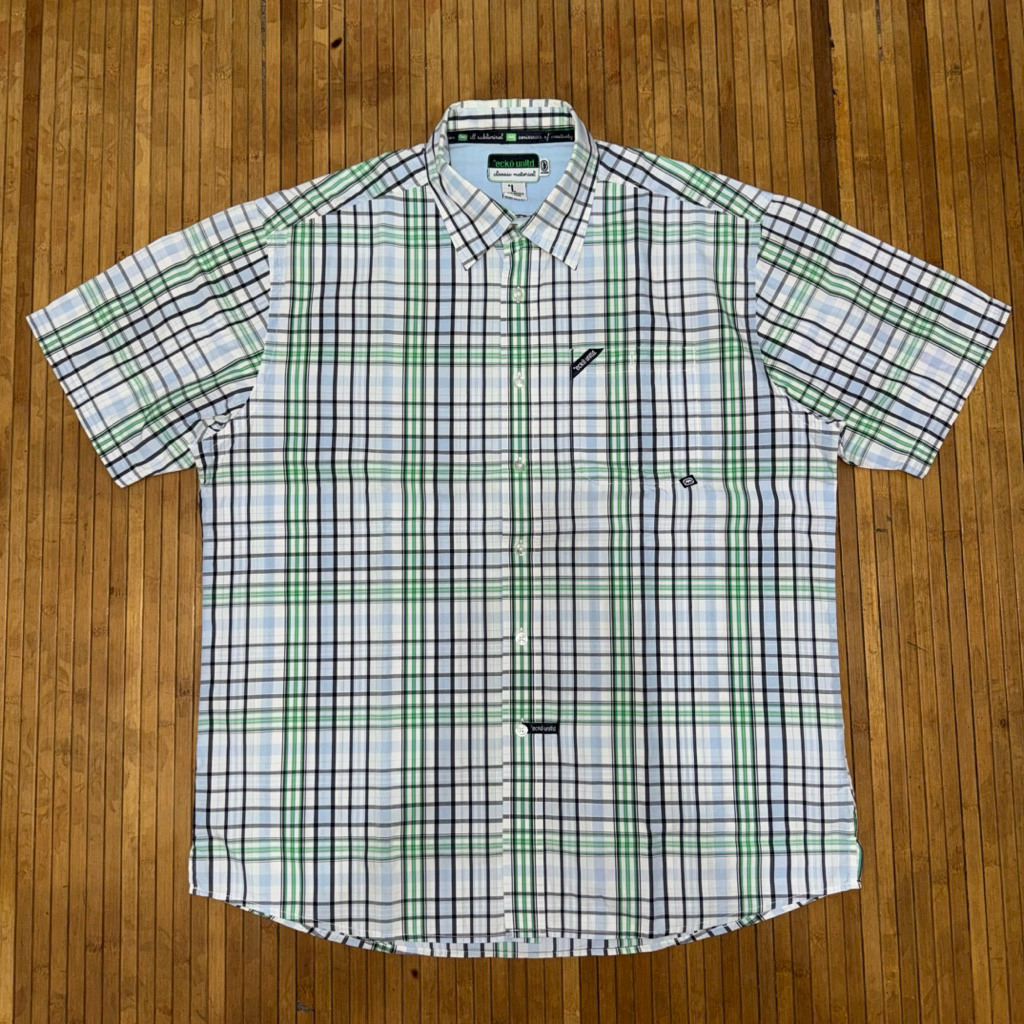 ECKO UNLTD HIP HOP JNCO JORTS PLAID SHORT SLEEVE SHIRT