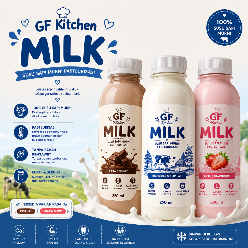 susu pasteurisasi susu sapi murni 1 liter rasa plain tanpa tambahan gula