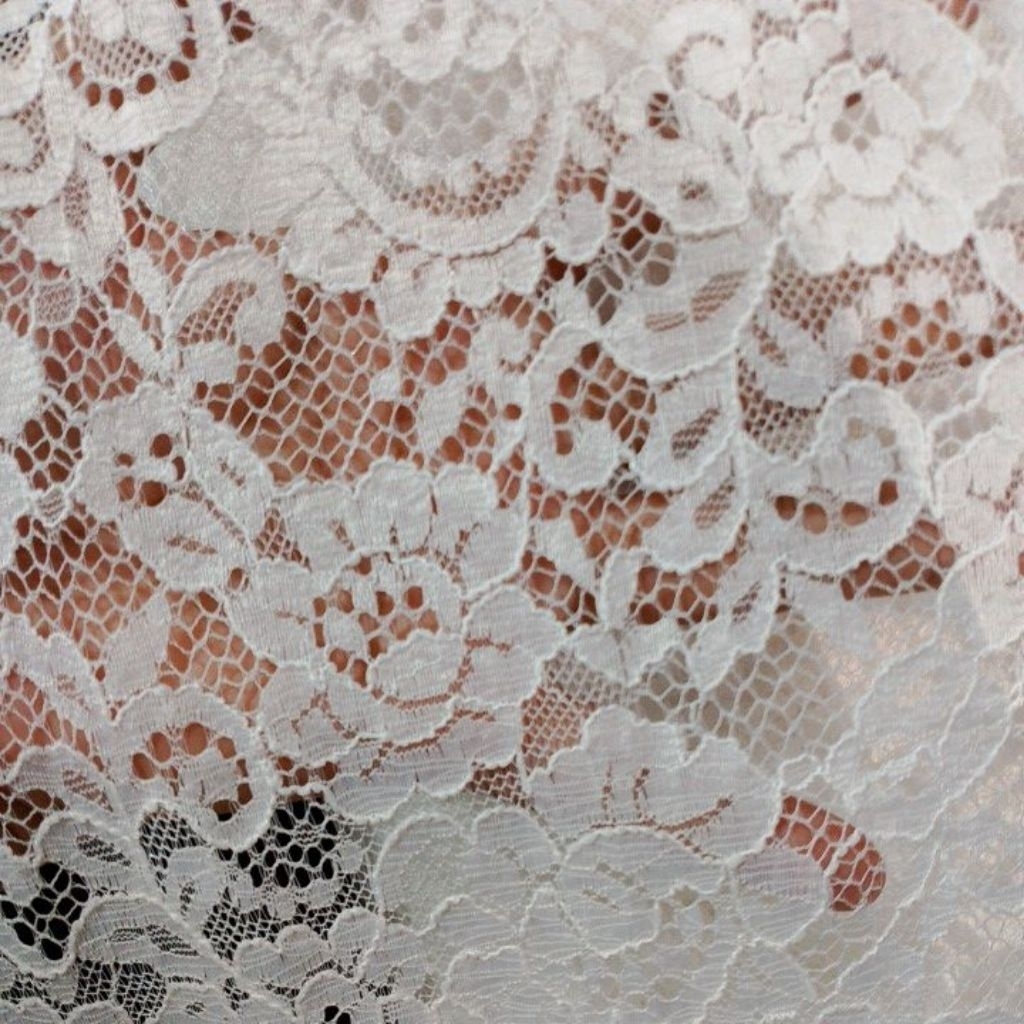 Bahan & Kain Brokat Katun Bw /Brukat Katun Putih Tulang/Brokat Katun motif Kembang