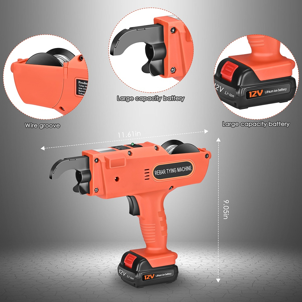 MV Mesin Pengikat Rebar Otomatis 12V 8-34MM Rechargeable Tanpa Kabel Alat Ikat Besi Beton Praktis un