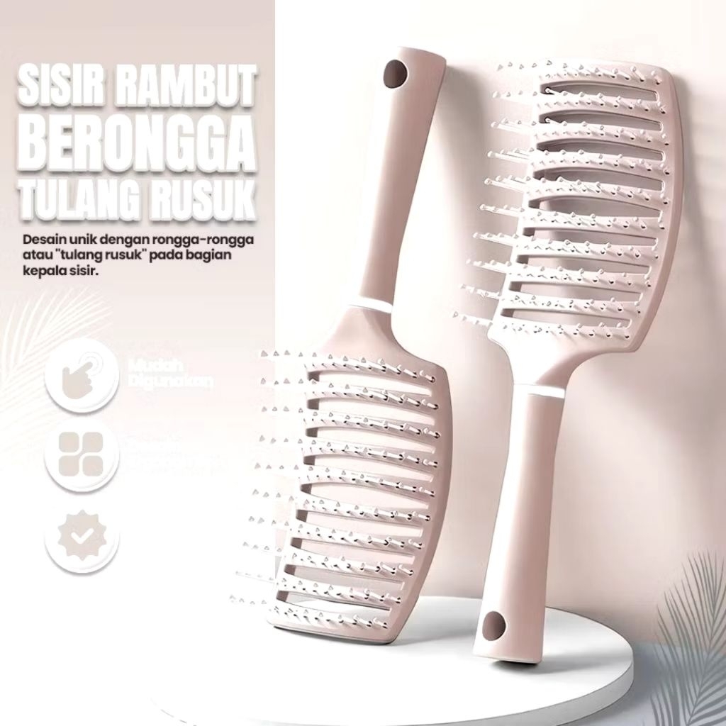 Sisir tulang rusuk berbulu merah muda sakura, sisir tulang rusuk tengkorak tinggi, sisir rambut keri