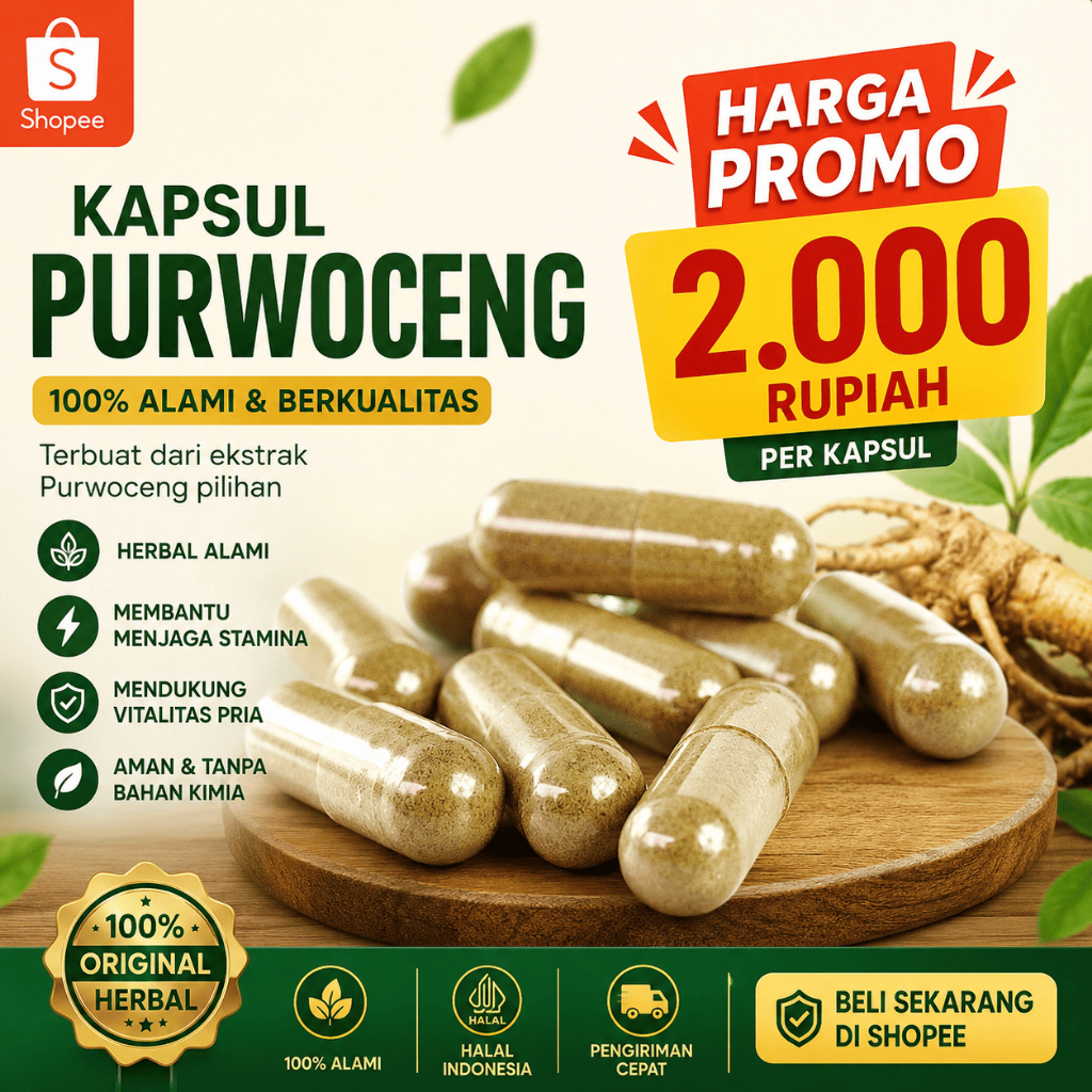 Kapsul Herbal Purwoceng bisa beli 10 Kapsul - Murni Tanpa Campuran