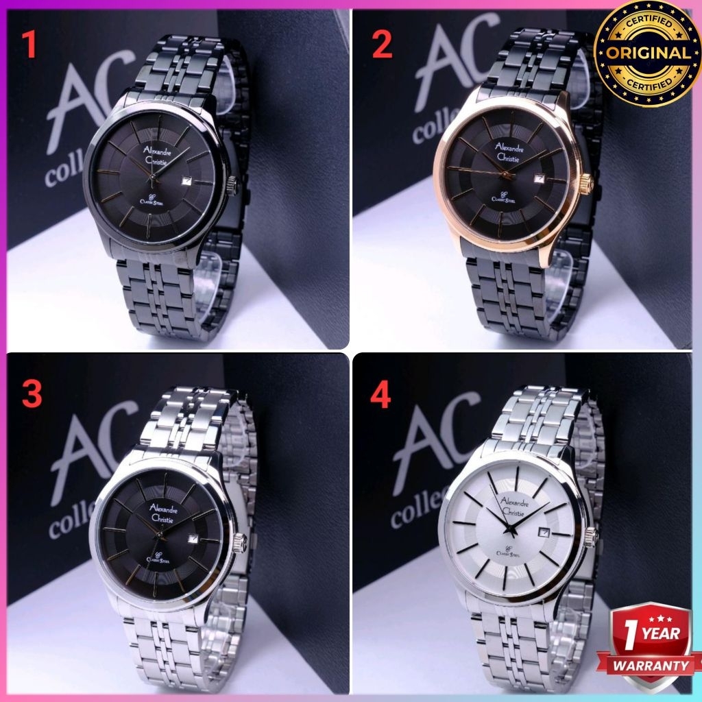 ORIGINAL GARANSI RESMI 1 TAHUN JAM TANGAN PRIA ALEXANDRE CHRISTIE ANALOG RANTAI STAINLESS STEEL ARLO