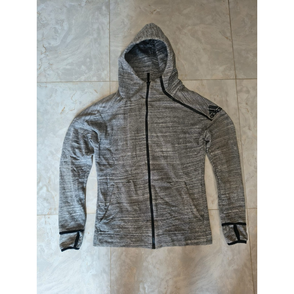Jaket hoodie Adidas ZNE zipper grey abu oreo