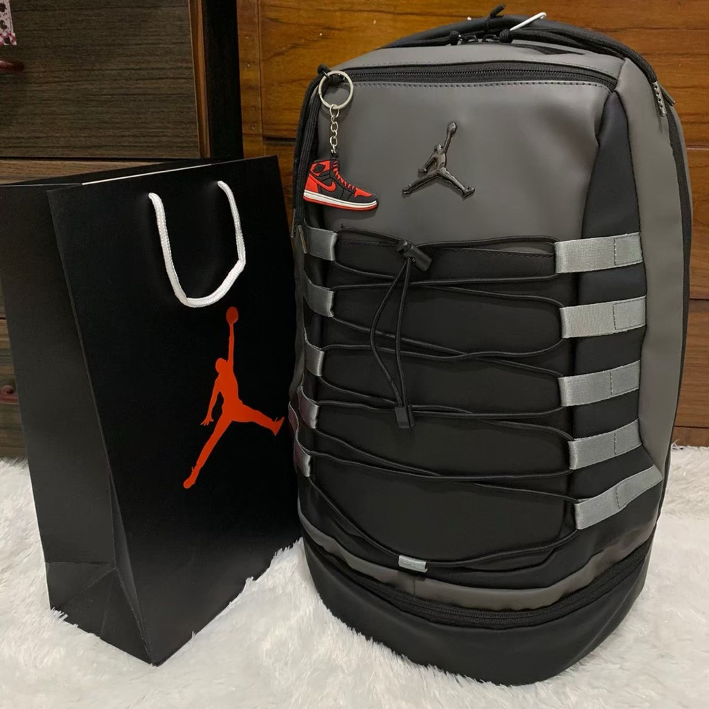 BACKPACK JORDAN LEATHER RETRO 10 SWAP OUT BLACK GREY || TAS RANSEL KERJA SEKOLAH