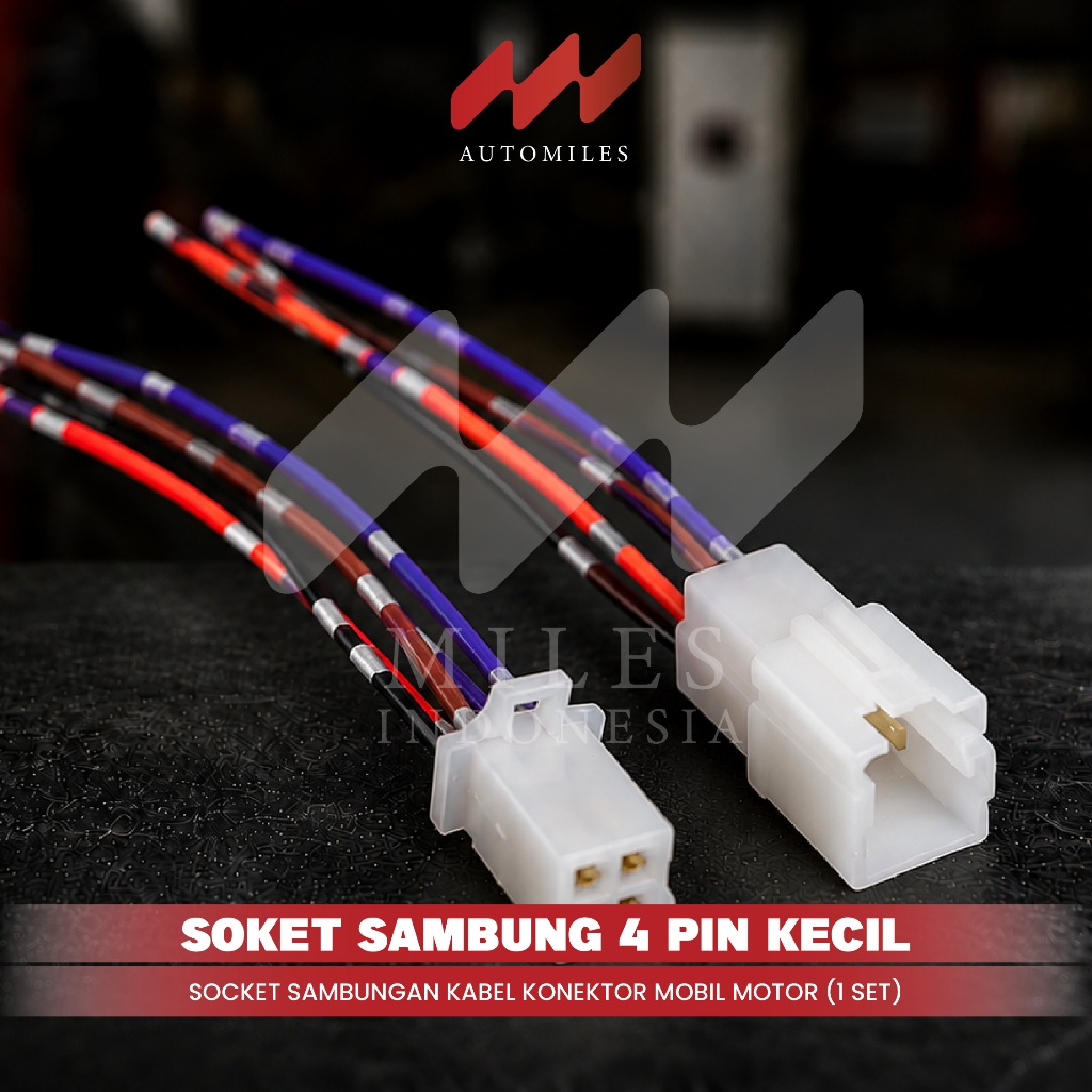 Soket Sambung 4 Pin Kecil / Mini Socket Kabel Konektor Mobil Motor (1 Set)