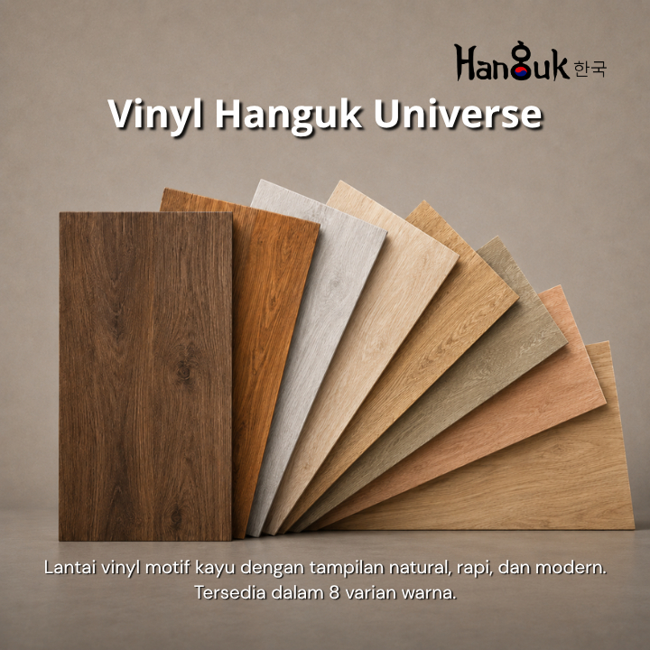 Lantai Vinyl Plank 3mm Hanguk Universe Harga Per Box Motif Kayu Lembaran