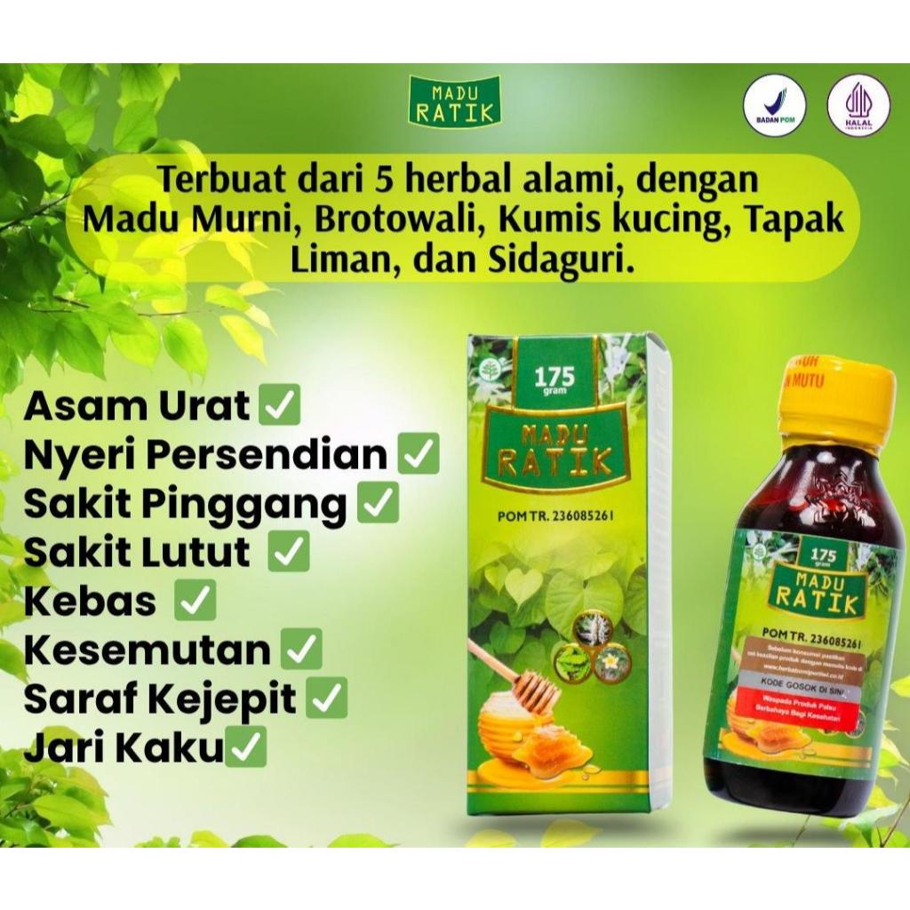 Madu Ratik Herbal Original Asli 100% 175 GR Untuk Atasi Asam Urat, Rematik, Kesemutan, dan Nyeri Tum