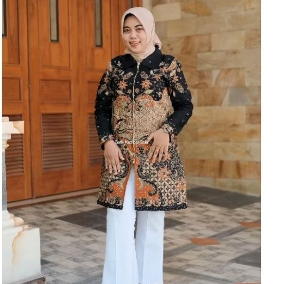 Baju Batik Wanita Tunik zahra Kain Katun Lengan Panjang Lapisan Tricot