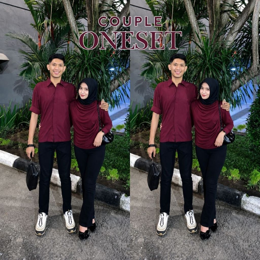 Couple Set | Kemeja Celana + Blouse April Celana Cutbray | Outfit Couple Pasangan kekinian Style 2V1