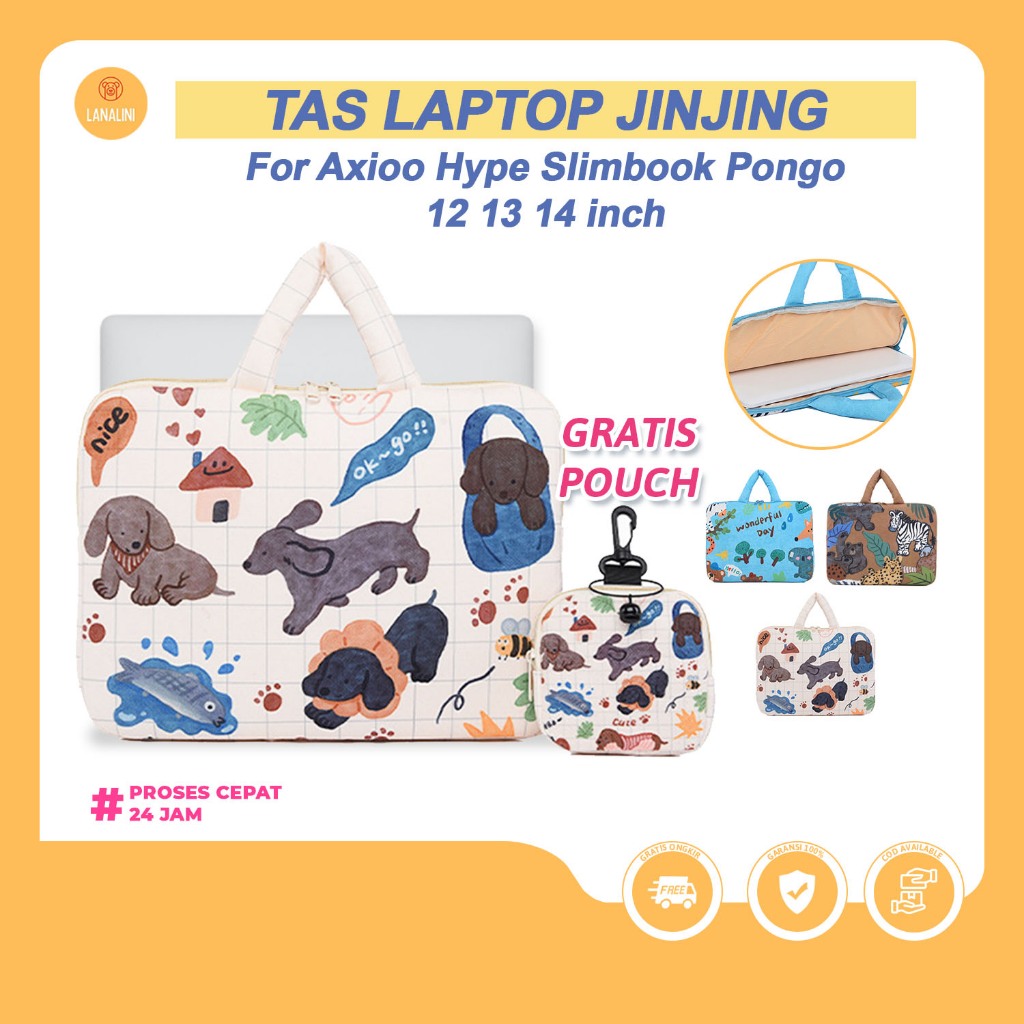Tas Laptop Softcase Axioo MyBook Z10 Hype Pongo 725 13 14 Inch Tali Jinjing Gratis Pouch Mouse Charg