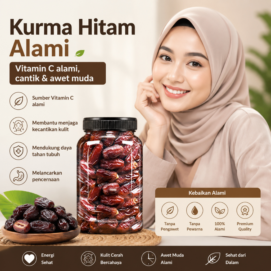 Insulin Alami [COD + Gratis Ongkir + Beli 250g Gratis 1000g] Kurma Hitam Alami Tanpa Aditif / Tanpa 