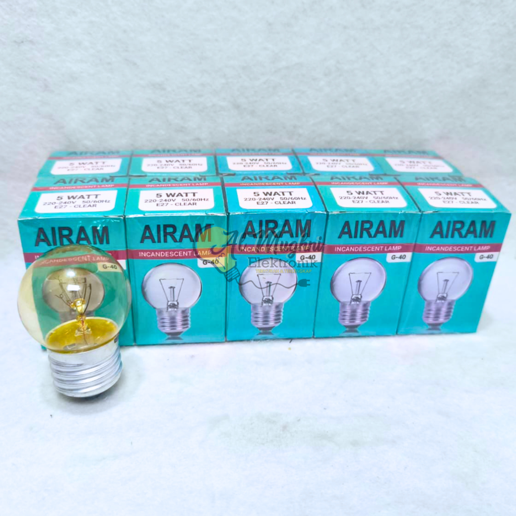 10 Pcs Lampu Pijar AIRAM G40 5 Watt Lampu Dop Bohlam Kecil G40 Airam