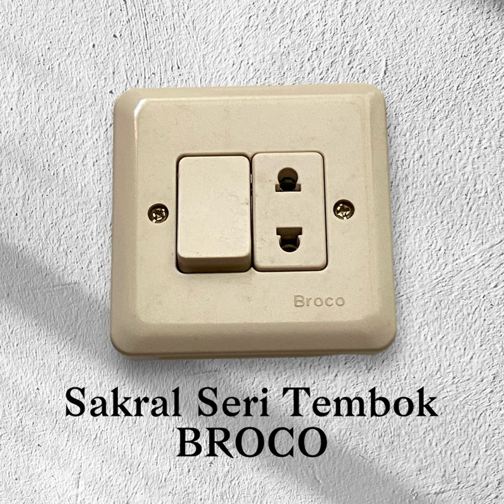 Broco Saklar Engkel + Stop Kontak Tanam Cream - Kombinasi Saklar Tunggal & Lubang Colokan Tembok