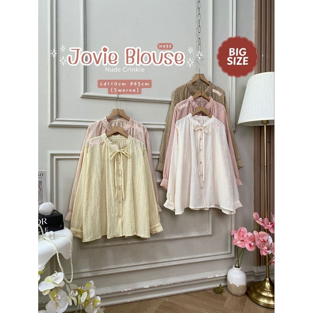 Grosir Jovie Blouse H432 bahan nude crinkle Ld 110