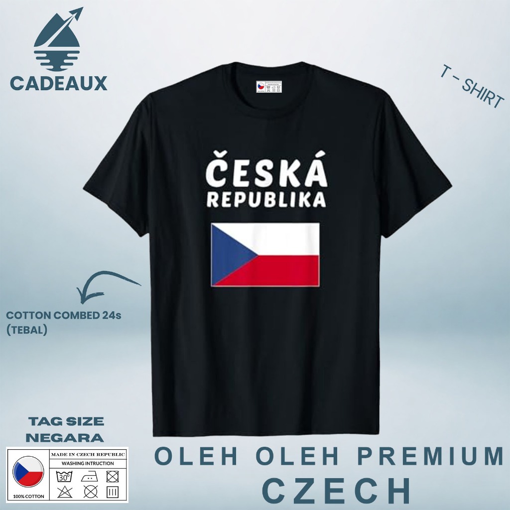 Kaos Oleh Oleh CZECH 2 PAKAI TAG ASAL NEGARA CZECH REPUBLIC T-Shirt Cotton Combed 24s SOUVENIR PREMI