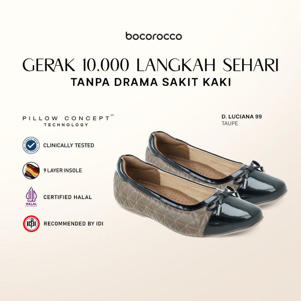 Bocorocco D. Luciana 99 Taupe - Sepatu Flatshoes Wanita Kulit Asli