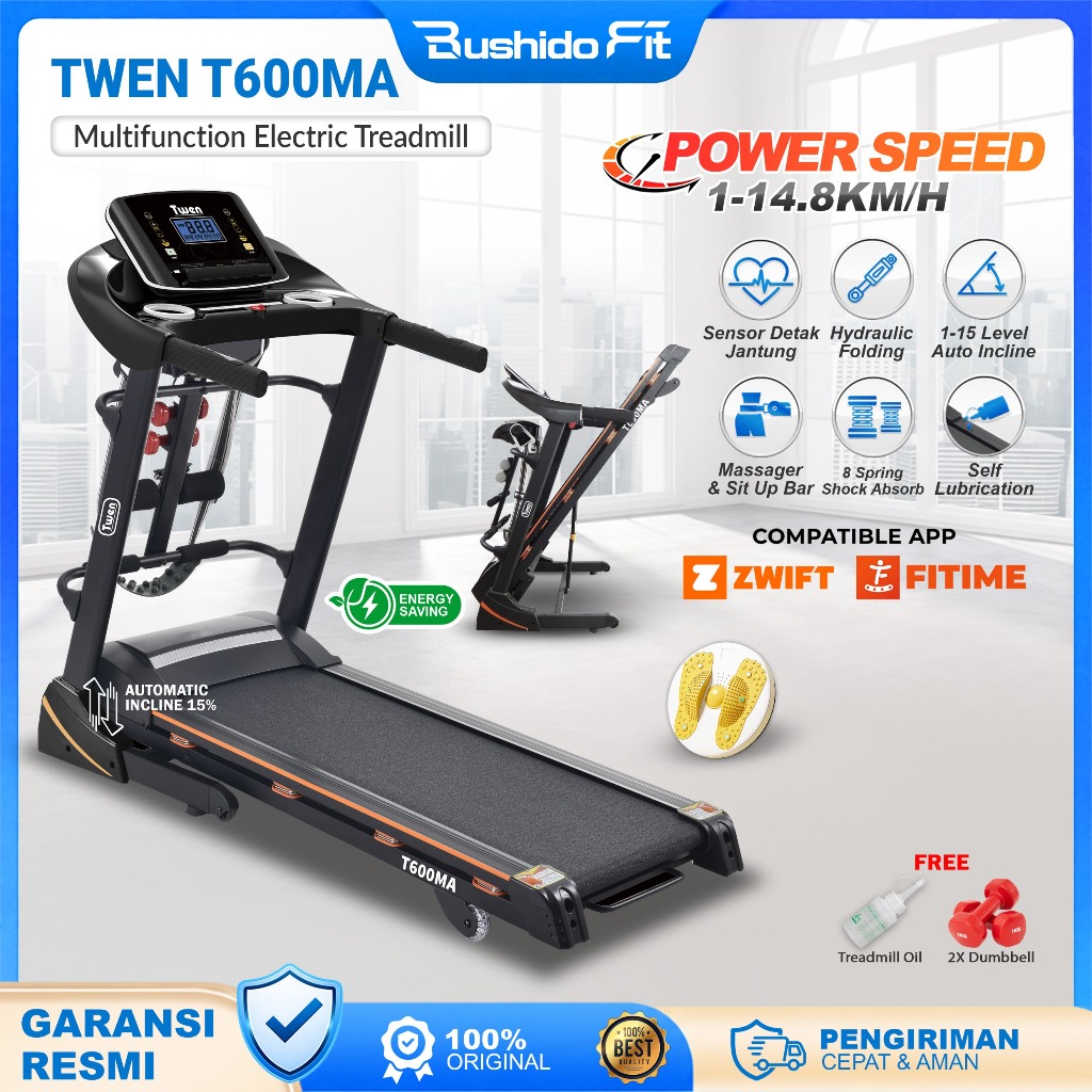 TWEN T600M T600MA series Treadmill Portable / Treadmill Electric Low Watt / Treadmill Elektrik Alat 