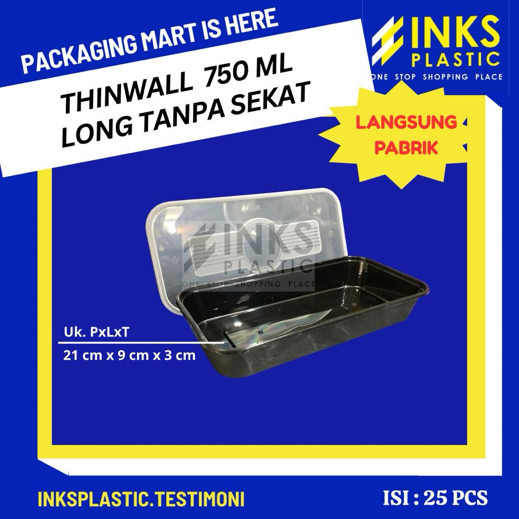 THINWALL LONG 750 ML HITAM RECTANGLE