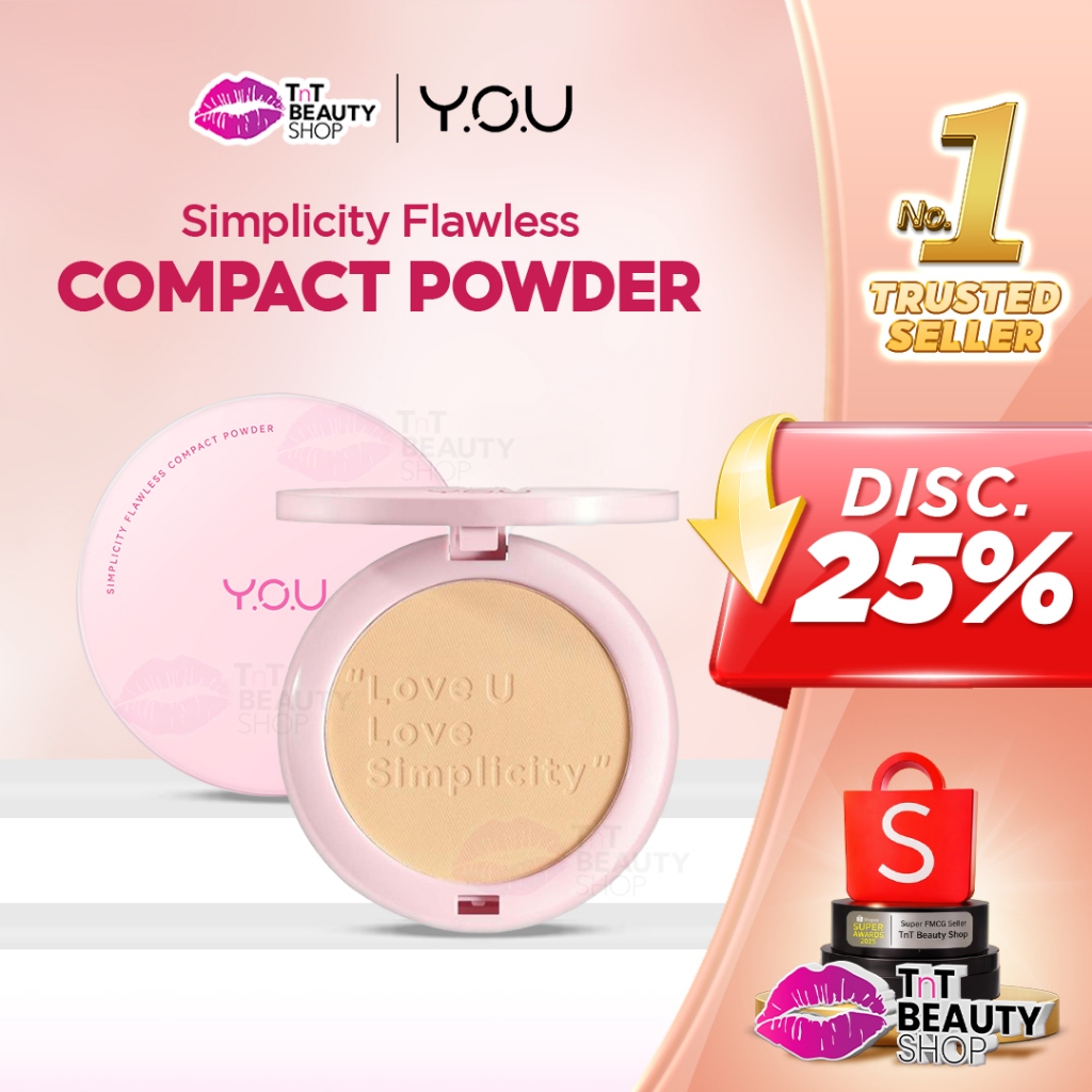 Y.O.U Simplicity Flawless Compact Powder Bedak Padat Natural Makeup YOU - TnT Beauty Shop