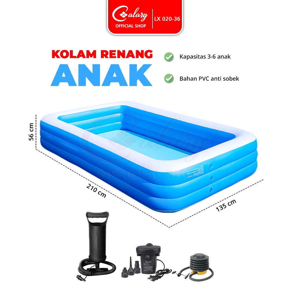 CALARY Kolam Renang Anak Balita 210cm Tiup Pompa Bahan Lentur Portable 020-36
