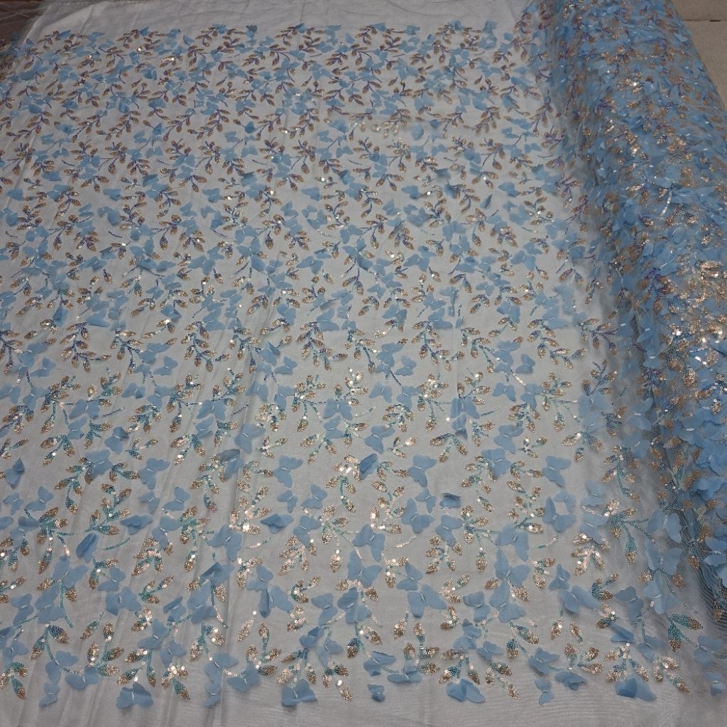 Kain Tulle Sequin 3D  Motif Kupu Kupu Two Tone Premium