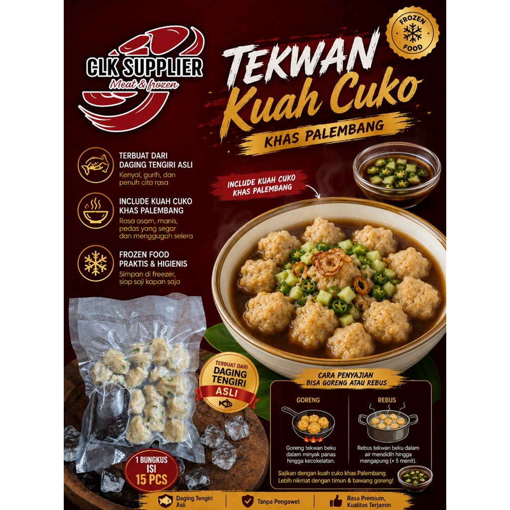 Tekwan Tengiri Kuah Cuko khas Palembang (isi 15 biji)