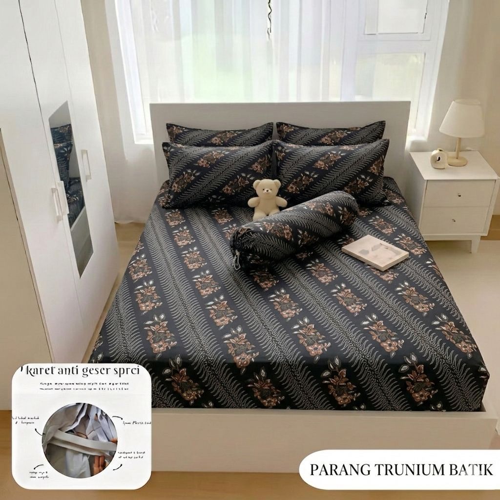 sprei tinggi 20 cm motif batik ukuran 90x200 adem lembut anti geser