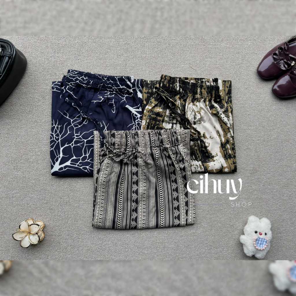 [CIHUY] - Everyday Pants - Motif Pants - Kezia Pants - Celana Hommy Wanita Motif Kulot Rayon Adem Le
