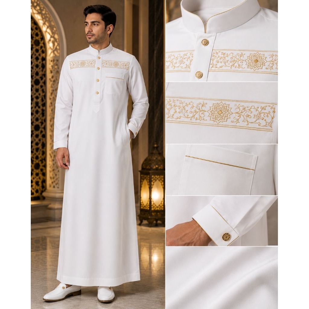 ASSHOBRU Gamis Sultan Modern | Bahan Katun premium Bordir Eksklusif