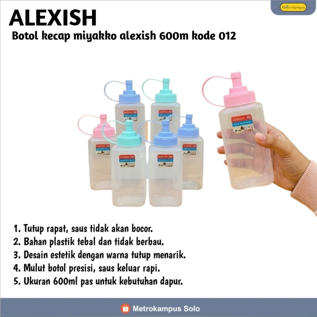Botol kecap miyakko alexish 600m kode 012/botol kecap 3 lubang/botol kecap foodgrade