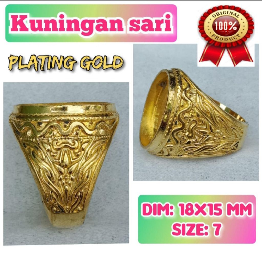 ring emban batu akik dan permata kuningan.41