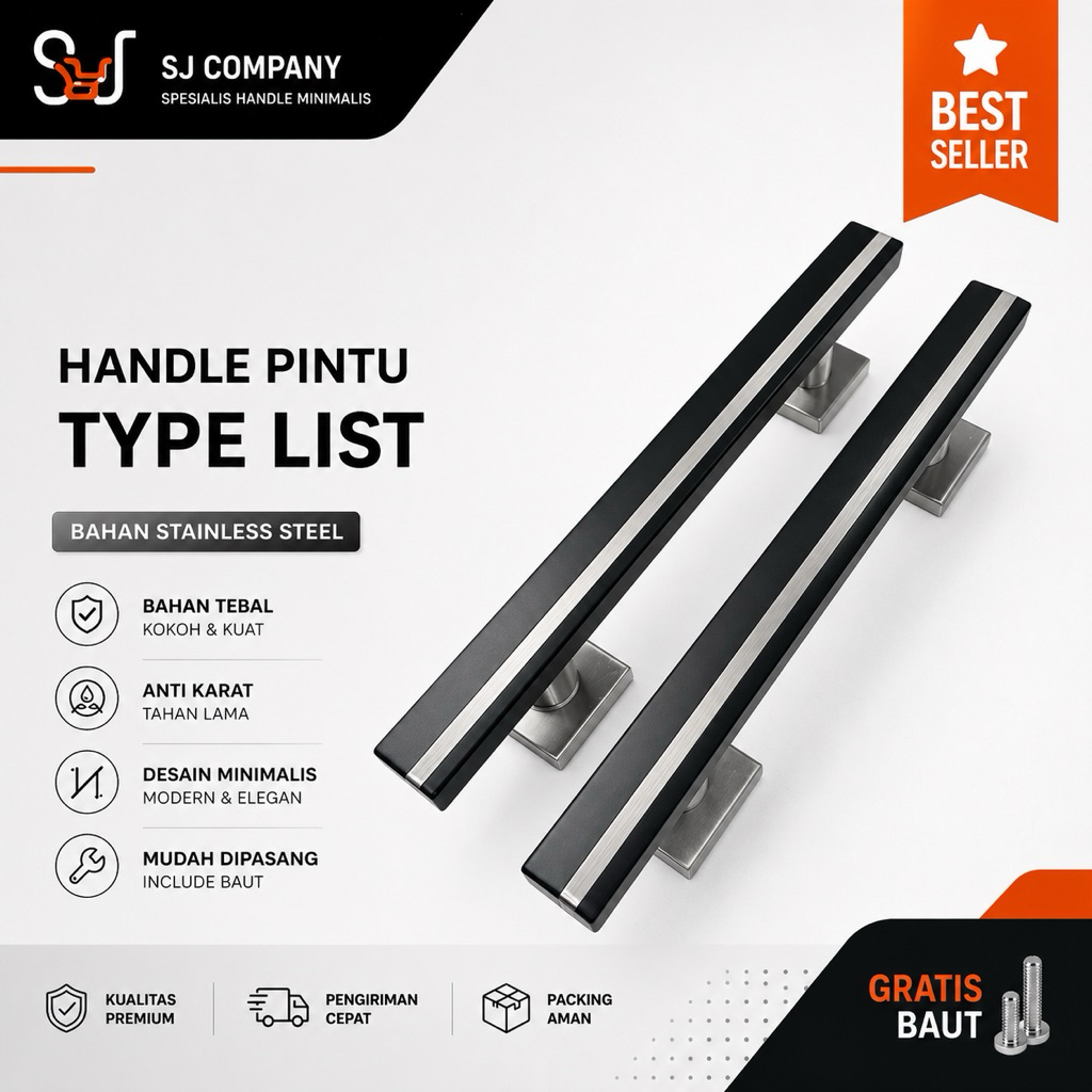 handle pintu rumah minimalis gagang pintu rumah gagang pintu kamar panjang 33 cm type list warna hit
