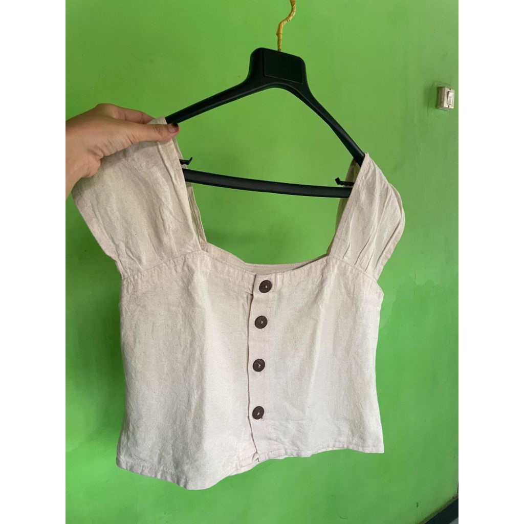 outer  crop linen wanita/outer hijab linen