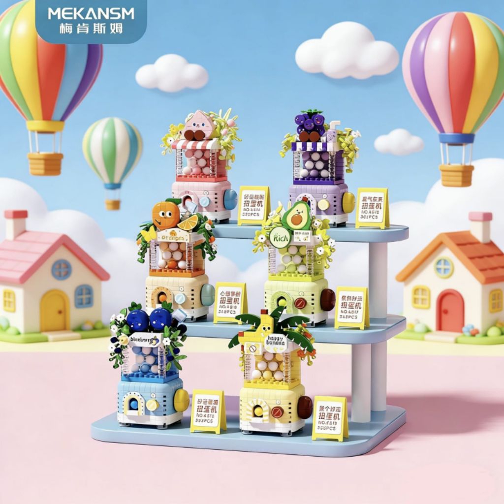 Mekansm Mainan Brick Gacha Fruit Mainan Balok Gacha Buah