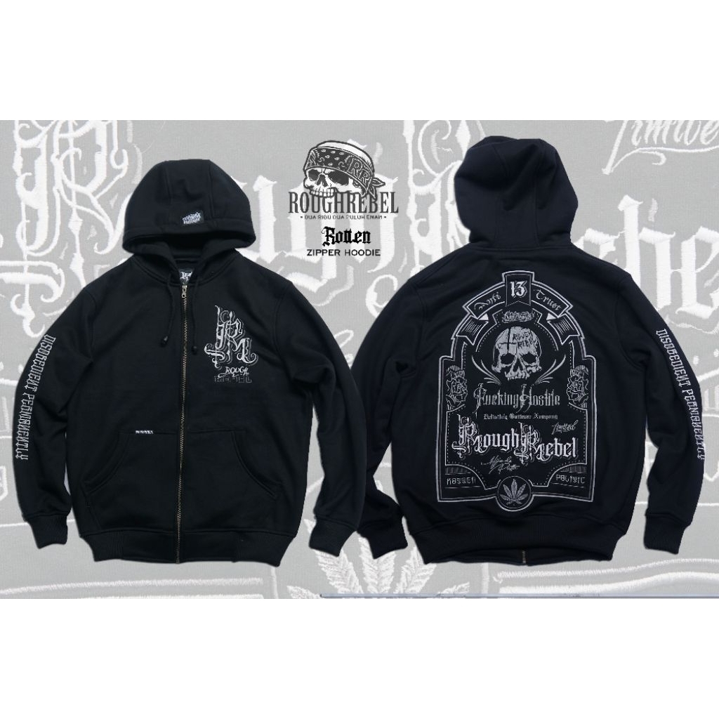 ROTTEN Zipper Hoodie Tebal 2026 - RoughRebel Original