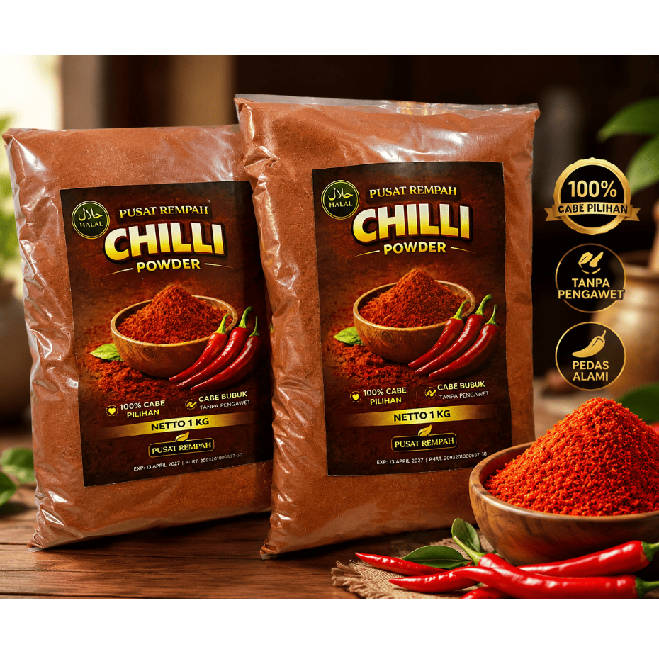 Cabe Bubuk 1Kg  A*da Merah Chili Powder Halus Pedas Bumbu Tabur Cabe Halus Kiloan