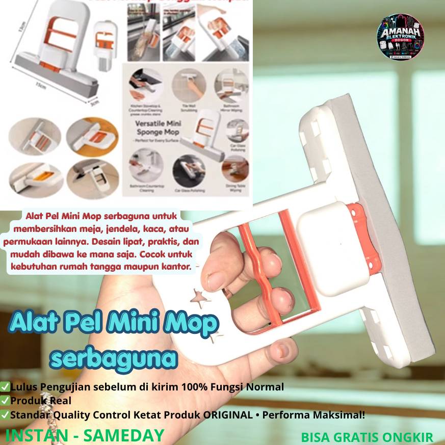 Alat Pel Mini Mop serbaguna untuk membersihkan meja, jendela, kaca, atau permukaan lainnya. Desain l