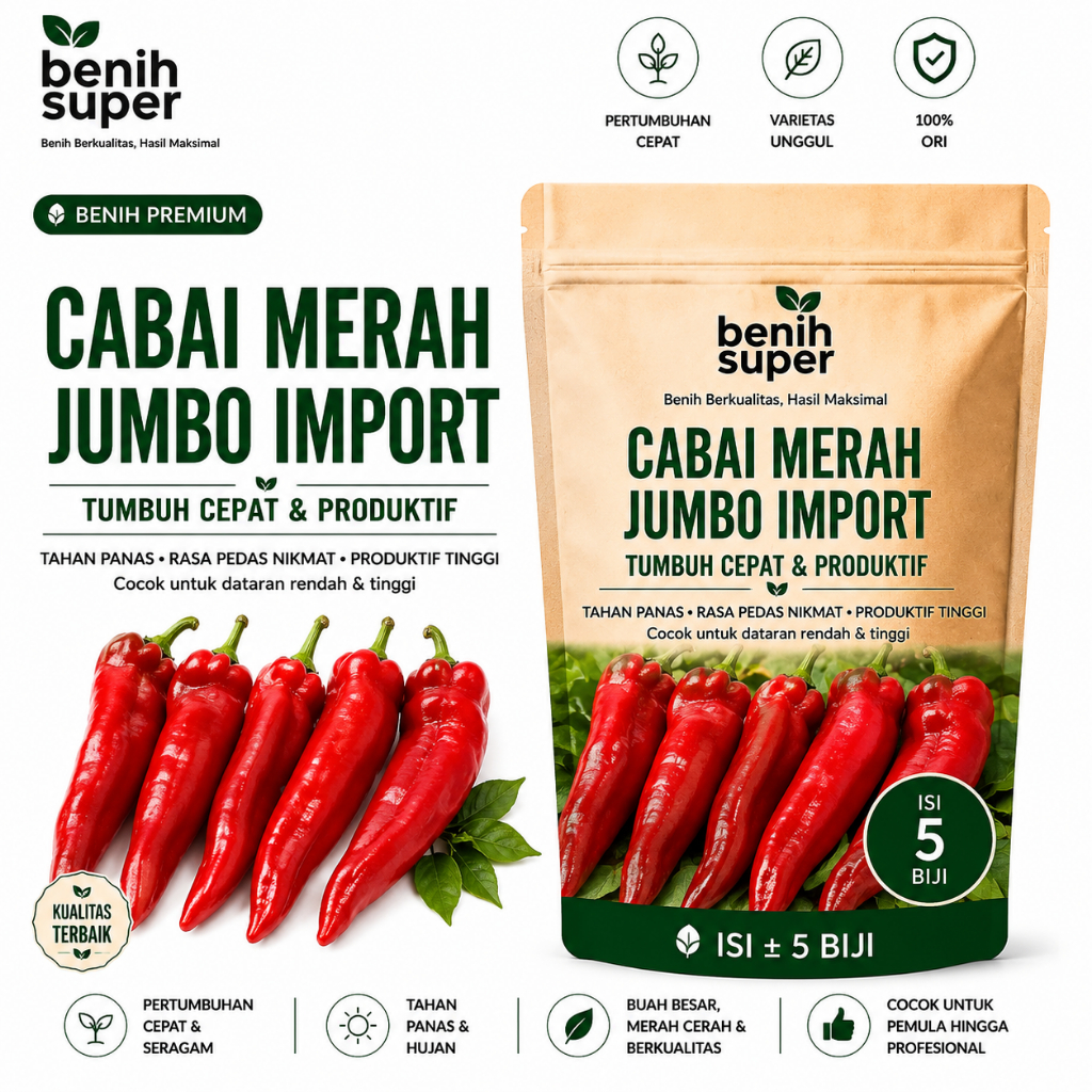 BENIH CABAI MERAH BESAR IMPORT BERKUALITAS -BIBIT CABAI