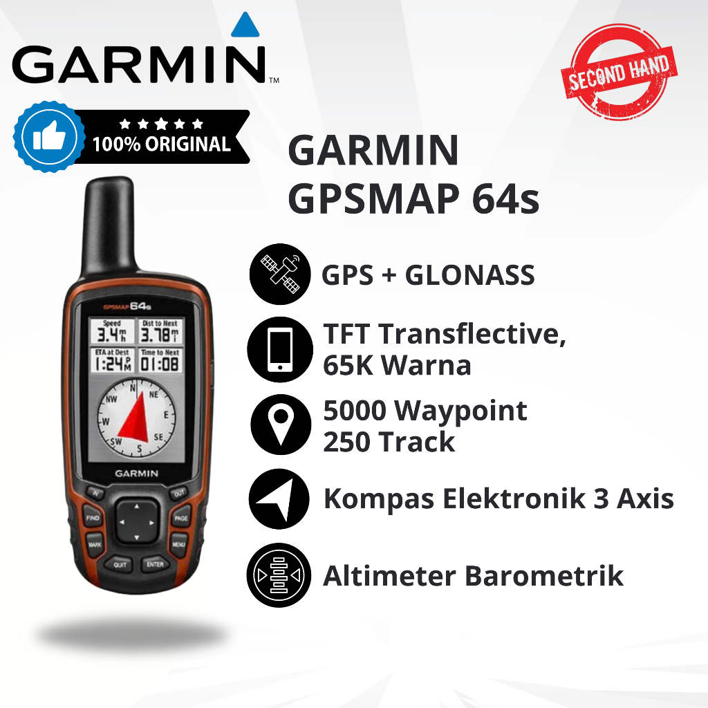 GPS Garmin 64s Second Like New Komplit Original