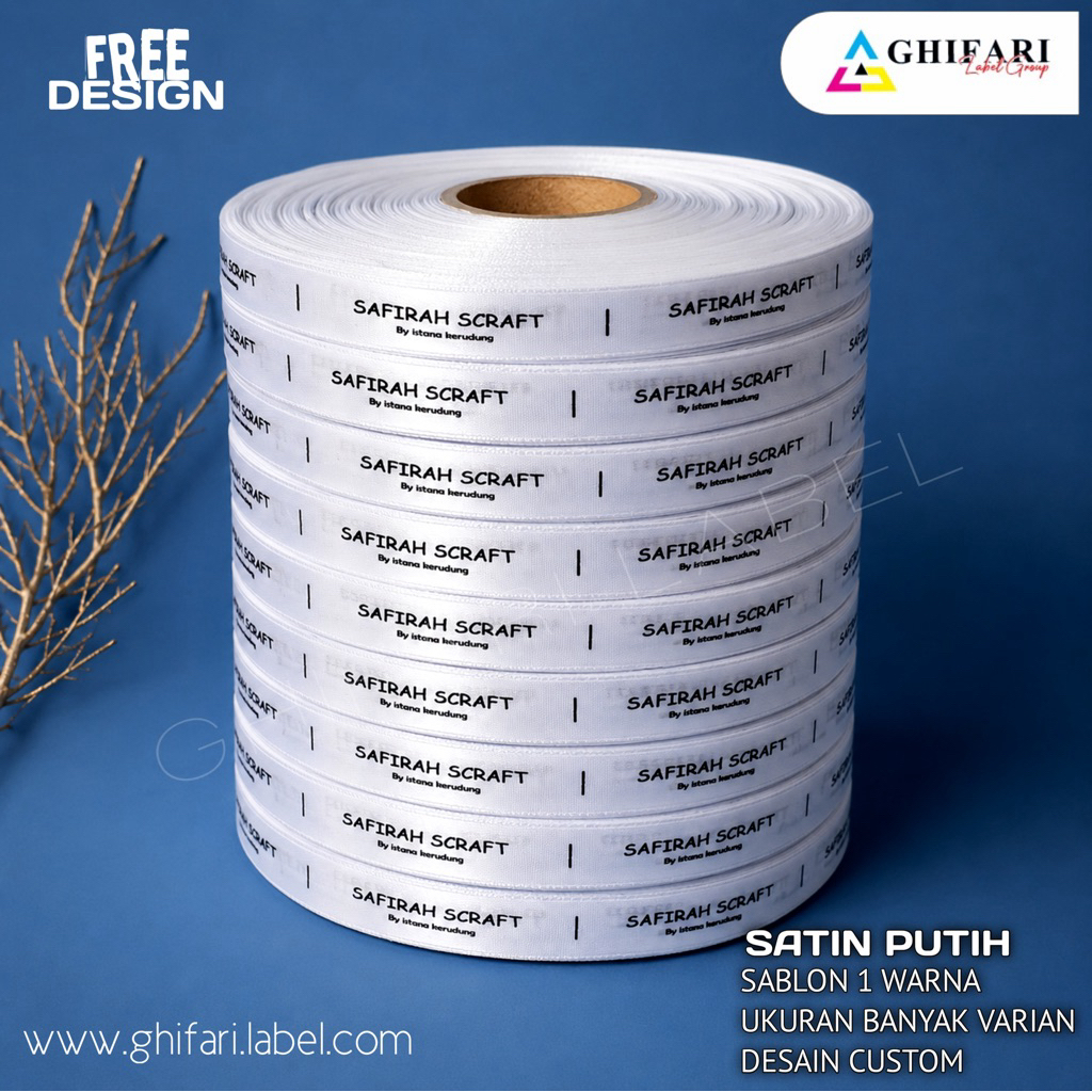 Label satin local Label satin roll /Satin Lokal/Label Satin/Label Aksesoris Pakaian/LABEL MURAH