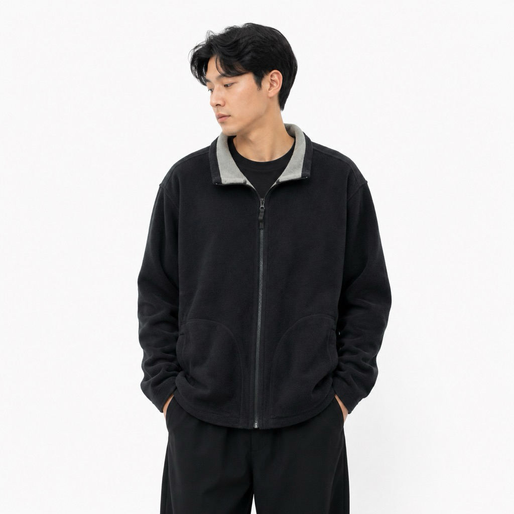 Jacket Casual Ziper Tracktop Uniqlo Fleece Polar Tech Reversible Original - XL