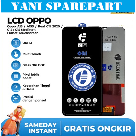 LF SILVER LCD TS OPPO REALME A15/A16/A16K/A16E/C11/C12/C15/C25/NARZO.20 ORIGINAL UNIVERSAL QUALITY