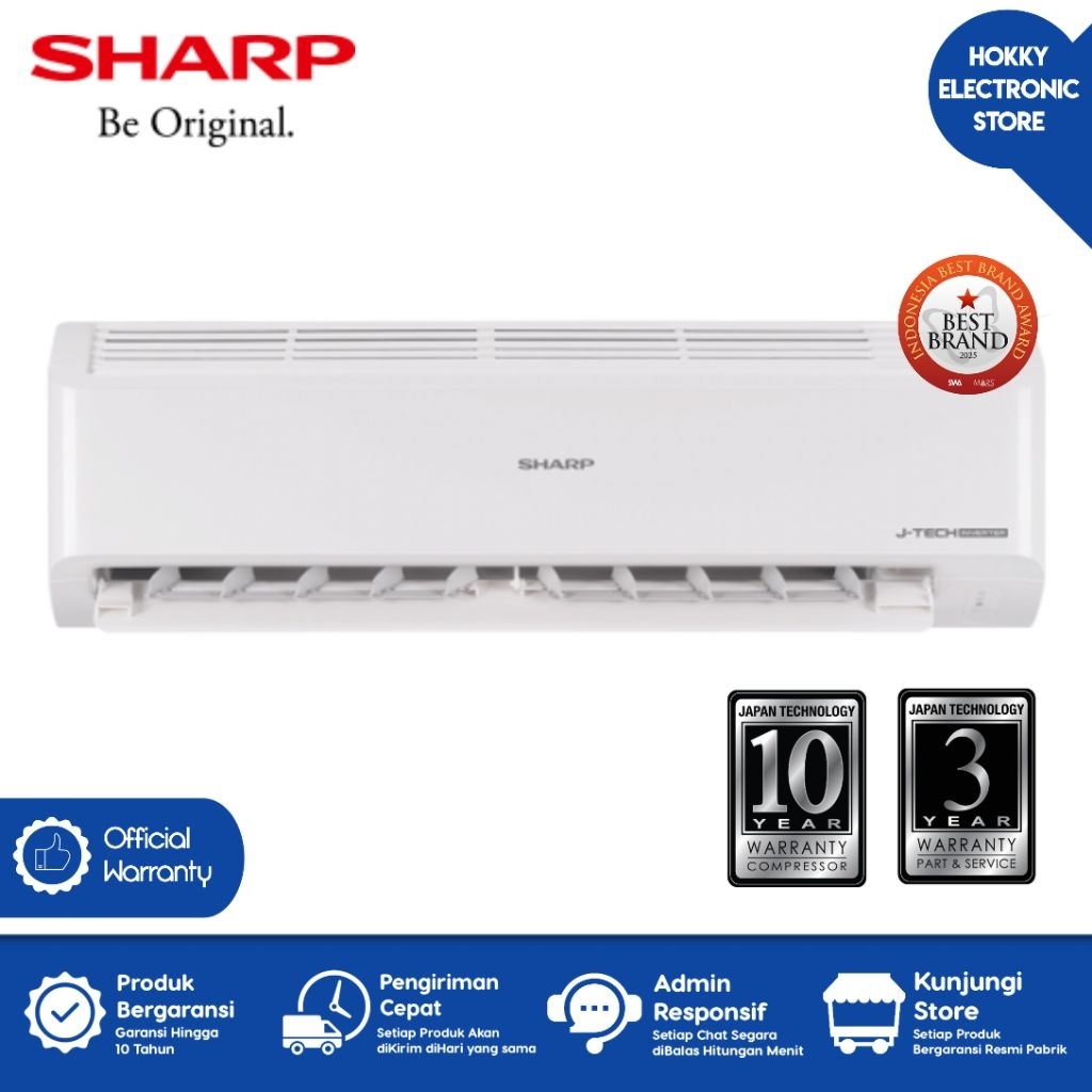 SHARP AH-X10BEY AC Sharp 1 PK Inverter AC 1 Pk Sharp J-Tech Inverter R32 Hemat Listrik Garansi Resmi