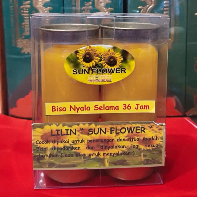 Lilin Kuning Sunflower - 1/2 Kati - Isi: 2biji - Nyala +-36jam - Ukuran: T:12,5cm, DM:4cm