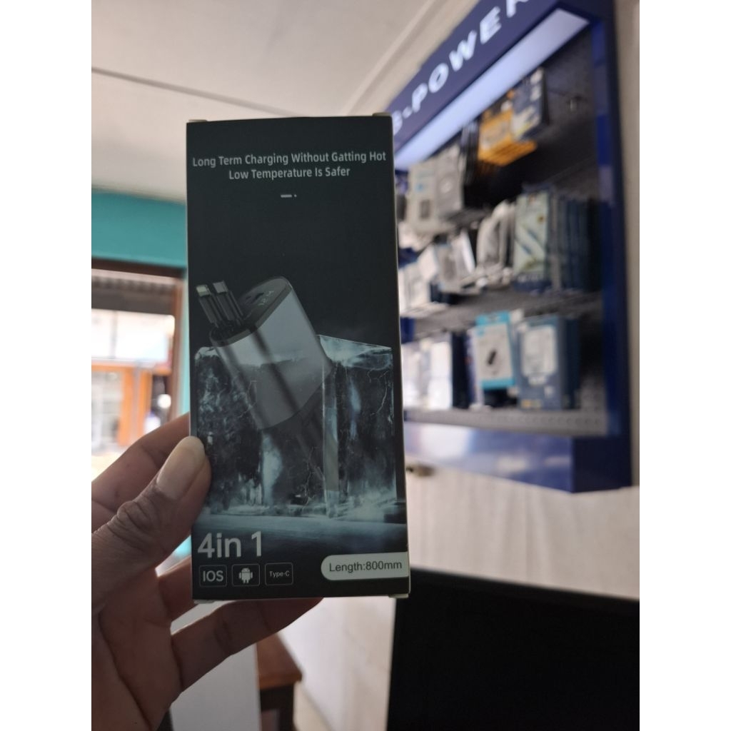 Carger HP Mobil 4in1 Panjang 800mm untuk iOS Android & Type-C Kabel Pengisian Jangka Panjang Tanpa P
