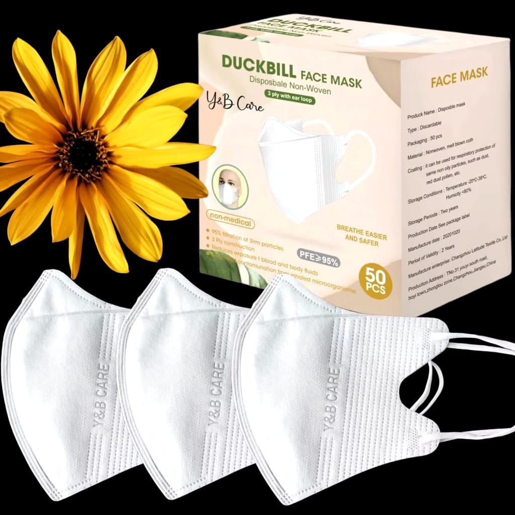 Face Mask Duckbill Y&B 3ply premium mask garis seperti sensi / Masker Duckbill Y&B care isi (50pcs)