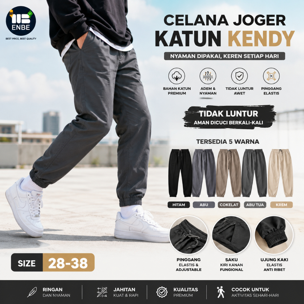 Celana joger Kendy Original katun stret (Melar)