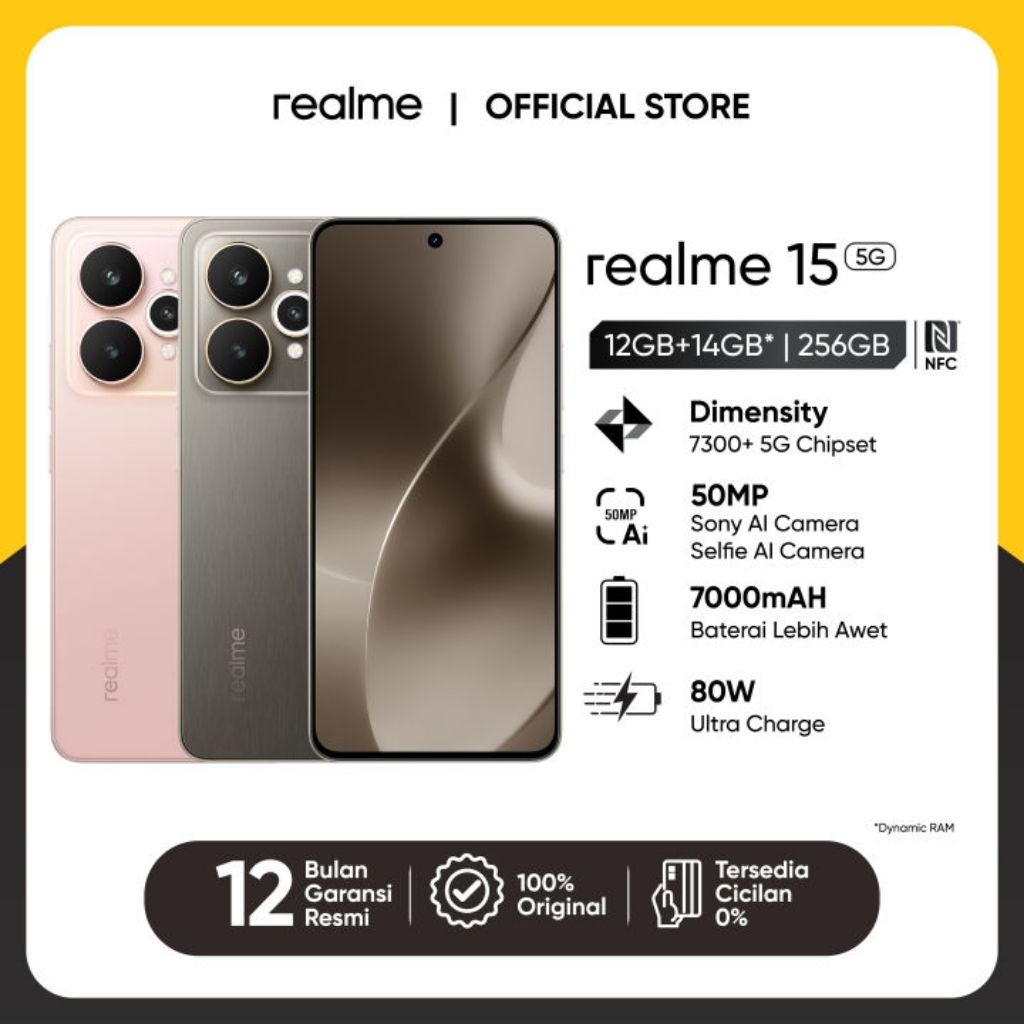 HP REALME 15 5G 8/256GB | 12/256GB GARANSI RESMI