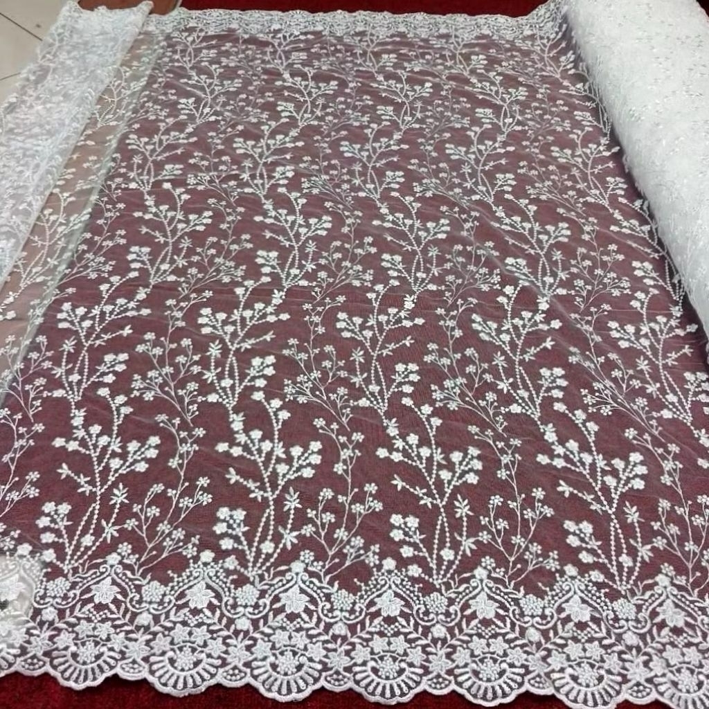 bahan kain tile zoya bordir premium/tile Jasmine Zoya mewah/tile bordir tebal murah